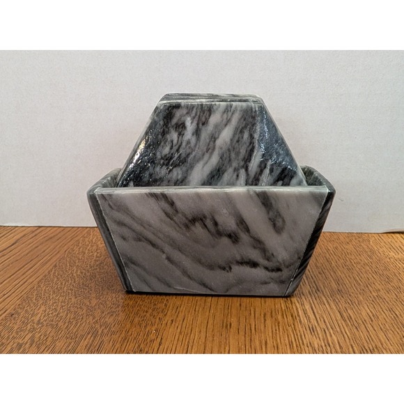 Handmade Other - 4 MCM Handmade Black & White Marble Stone Coasters With Holder
